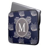 Personalisiert Monogram Blue Vintag-Schreibmaschin Laptopschutzhülle (Vorderseite Links)