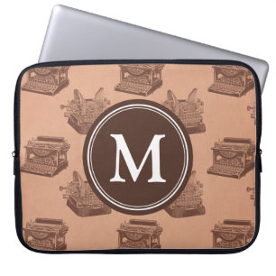 Personalisiert Monogram Brown Vintag-Schreibmaschi Laptopschutzhülle