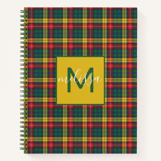 Personalisiert Monogram Clan Buchanan Tartan Karie Notizblock (Vorderseite)