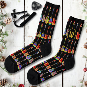 Personalisiert Monogram Cool Guitar Weihnachten Socken