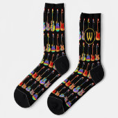 Personalisiert Monogram Cool Guitar Weihnachten Socken (Linkes Detail)