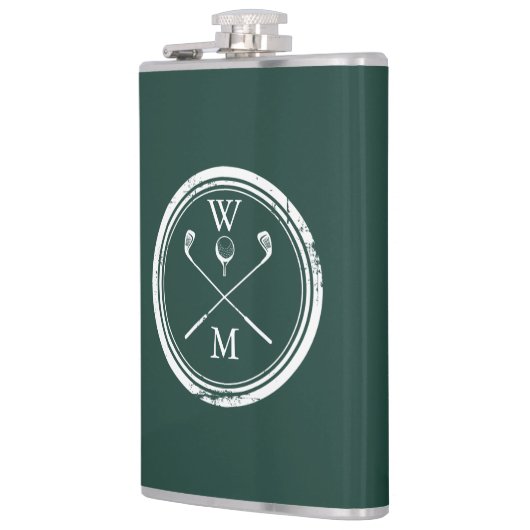 Personalisiert Monogram Emerald Green Golf Flachmann (Links)