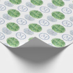 Personalisiert Monogram Evergreen Topiary Ginger J Geschenkpapier<br><div class="desc">Handgemalte grüne Boxholzkugel in blau-weißem chinesischem Stil Ingwerjar-Pflanzer. Fügen Sie Ihrem Single ein Monogramm hinzu,  um Ihre Geschenke stilvoll und koordiniert anzusehen</div>