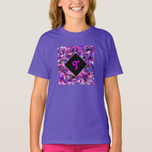 Personalisiert Monogram Initial Confetti Lila T-Shirt