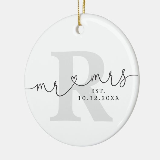 Personalisiert Monogram Mr. Mrs Keramik Ornament (Links)