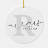 Personalisiert Monogram Mr. Mrs Keramik Ornament (Hinten)