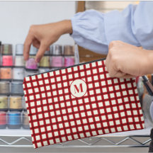 Personalisiert Monogram Red Gingham Feminine Makeu