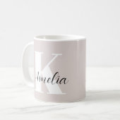 Personalisiert Monogram Script Boho Taupe Kaffeetasse (Vorderseite Links)