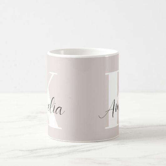 Personalisiert Monogram Script Boho Taupe Kaffeetasse (Mittel)