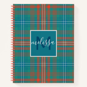 Personalisiert Monogram Wilson Kariert Tartan Holi Notizblock