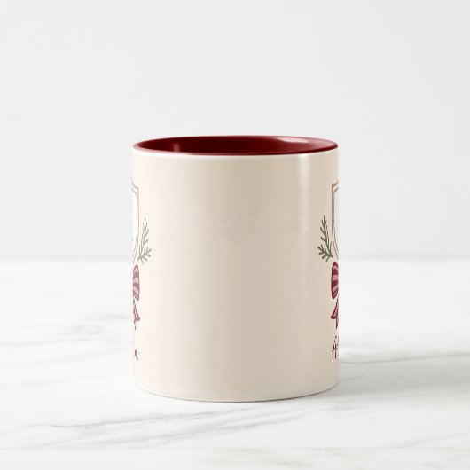 Personalisiert Monogramm Anfangsname Bow Weihnacht Zweifarbige Tasse (Mittel)