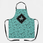 Personalisiert | Monogramm | AQUAMARIN | Floral |  Schürze (Vorderseite)