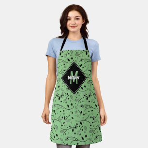 Personalisiert   Monogramm   Grün   Floral   MUTTE Schürze