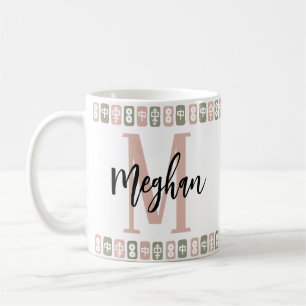 Personalisiert (Monogramm + Name) Mahjong Tiles Kaffeetasse