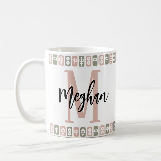 Personalisiert (Monogramm + Name) Mahjong Tiles Kaffeetasse (Links)