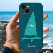 Personalisiert Monogramm Name Sailboat Racing Aqua Case-Mate iPhone Hülle