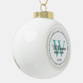 Personalisiert Monogramm neu Aquamarin Keramik Kugel-Ornament (Links)