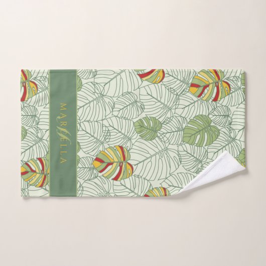 Personalisiert Monstera Blätter Jungle Handtuch Se Badhandtuch Set (Handtuch)