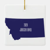 Personalisiert Montana Staat Weihnachtsfeier Keramikornament (Rückseite)