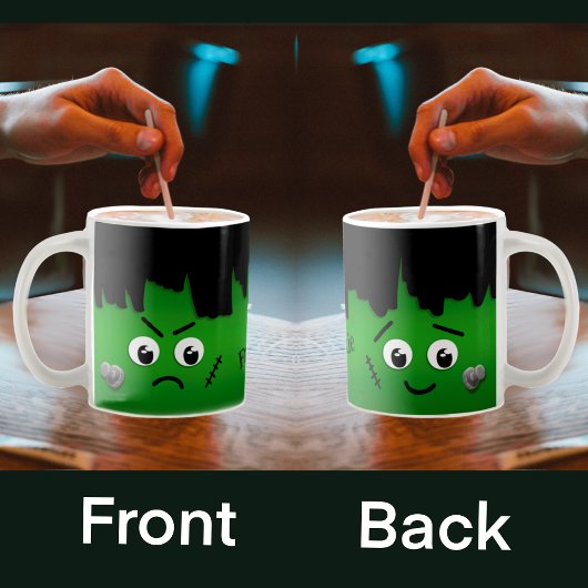 Personalisiert Moody Happy Sad Frankenstein Face Kaffeetasse