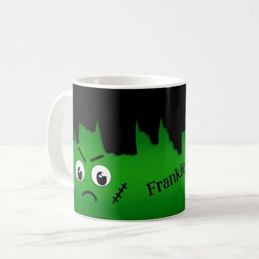 Personalisiert Moody Happy Sad Frankenstein Face Kaffeetasse (Vorderseite Links)