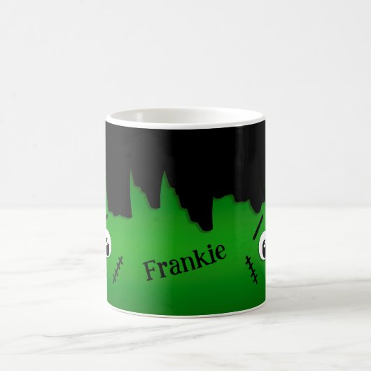 Personalisiert Moody Happy Sad Frankenstein Face Kaffeetasse (Mittel)