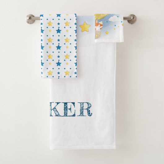 Personalisiert Moon Air Ballon Wasserfarbe Badhandtuch Set (Insitu)