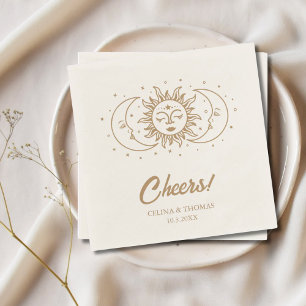 Personalisiert Moon Celestial Gold Wedding Napkins Serviette