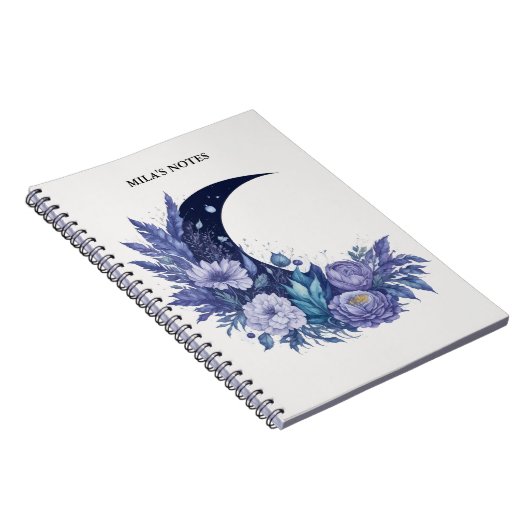 Personalisiert Moon Watercolor Celestial Lila Notizblock (Rechte Seite)