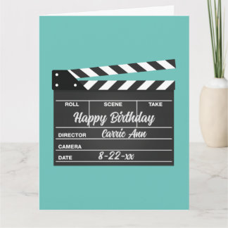 Personalisiert Movie Clapboard Aqua Geburtstagkart Karte