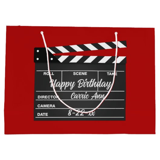 Personalisiert Movie Clapboard Red Große Geschenktüte (Rückseite)