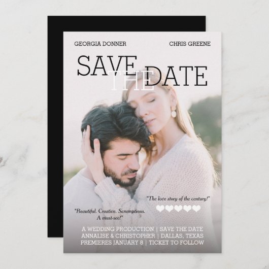 Personalisiert Movie Poster Hört Save the Date (Vorne/Hinten)