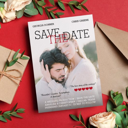 Personalisiert Movie Poster Red Hearts Save the Da Save The Date