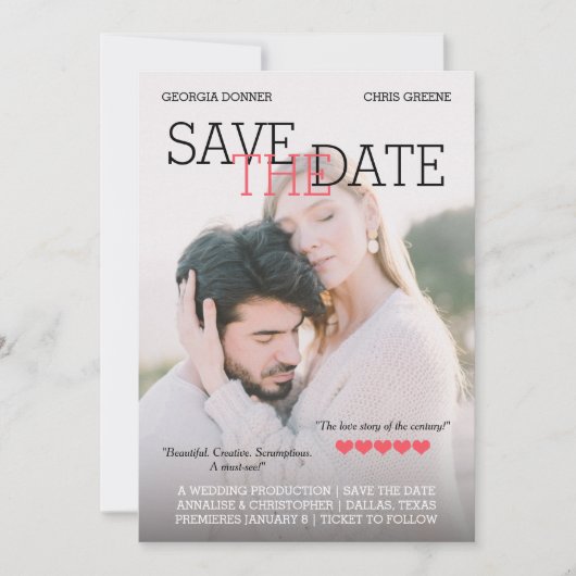 Personalisiert Movie Poster Save the Date (Vorderseite)