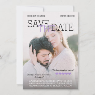 Personalisiert Movie Poster Save the Date Lila