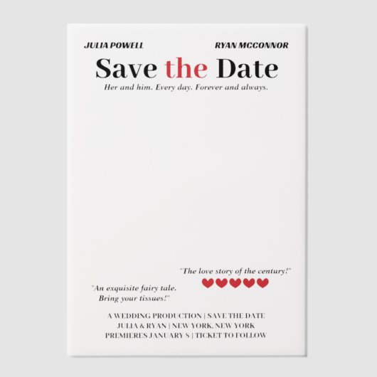 Personalisiert Movie Poster Save the Date Overlay Pergament Einladungen (Vorderseite)