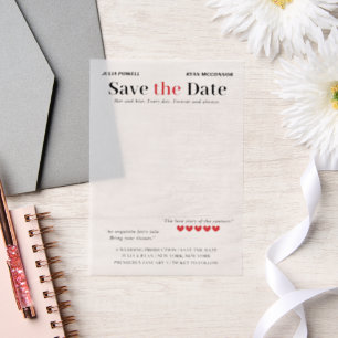Personalisiert Movie Poster Save the Date Overlay Pergament Einladungen