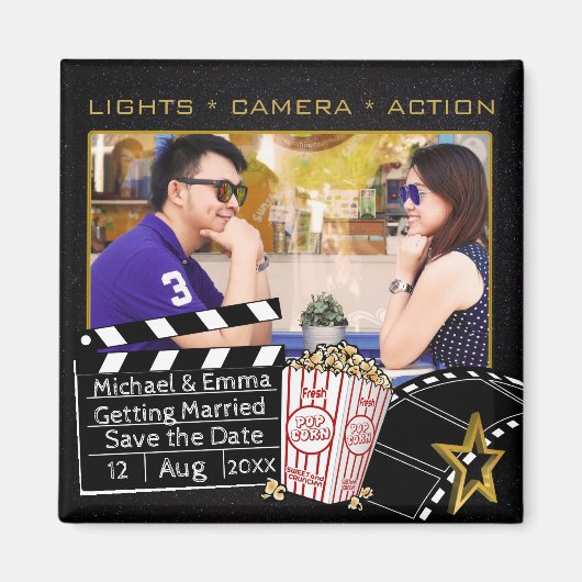 Personalisiert Movie Star Save the Date Magnet (Vorne)