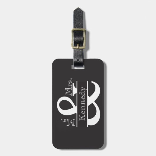 Personalisiert Mr. and Mrs Newly Weds Monogram Gepäckanhänger (Vorderseite vertikal)