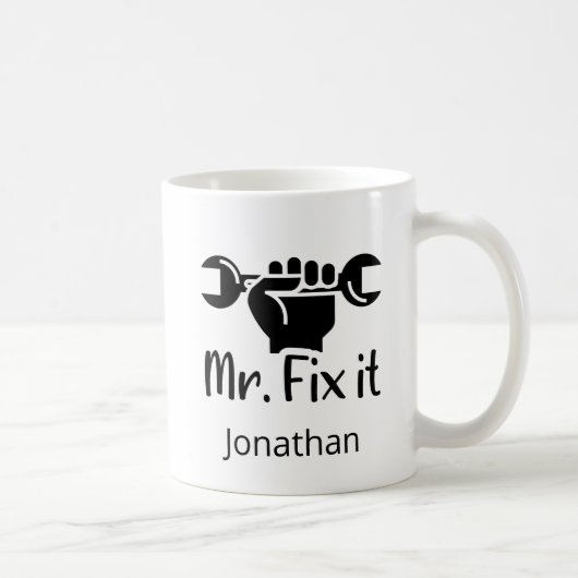 Personalisiert Mr. Fix It Wrench Hand Kaffeetasse (Rechts)