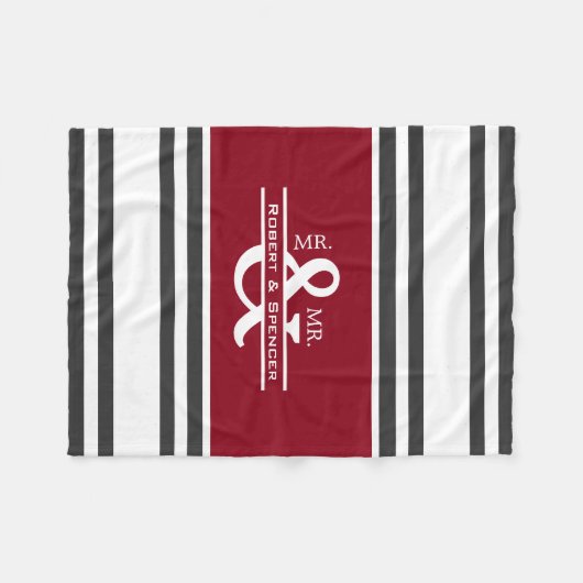 Personalisiert Mr. & Mr. Stripes Fleecedecke (Vorderseite (Horizontal))