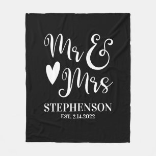 Personalisiert Mr. Mrs. Couples Wedding Fleece Bla