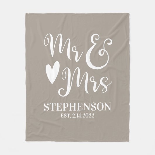 Personalisiert Mr. Mrs. Couples Wedding Fleece Bla (Vorderseite)