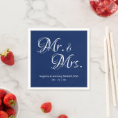 Personalisiert Mr. & Mrs. Navy Blue White Wedding Serviette (Beispiel)
