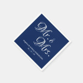 Personalisiert Mr. & Mrs. Navy Blue White Wedding Serviette (Ecke)