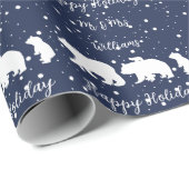 Personalisiert Mr. & Mrs. Niedlich Polar Bear Fami Geschenkpapier (Rolleneckpunkt)