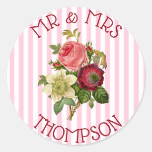 Personalisiert Mr. & Mrs. Rose Floral Chic Sticker