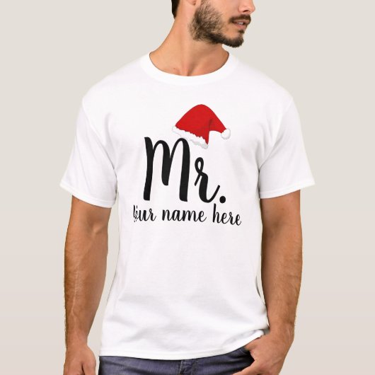 Personalisiert Mr.& Mrs. Santa Couple T-Shirt (Vorderseite)