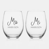 Personalisiert Mr. & Mrs. Weinglas Ohne Stiel (Vorderseite)