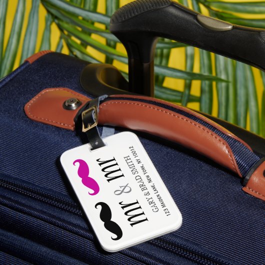 Personalisiert & Mr. Mustache Luggage Tag Gepäckanhänger (Vorderseite Insitu 1)